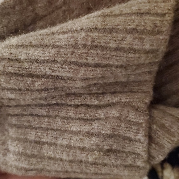 H&M WASHABLE WOOL TURTLENECK SWEATER HEATHERED BROWN RIBBED TRIM SZ M - Picture 3 of 10